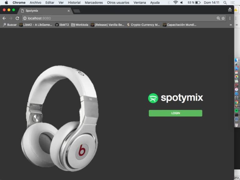 Captura de pantalla de la web de Spoty Mix
